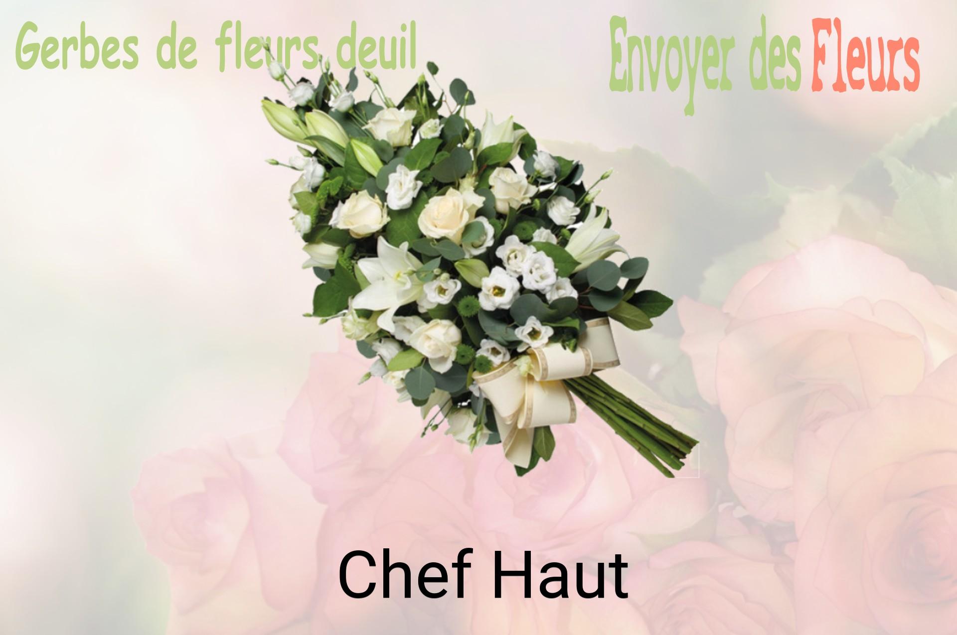 Gerbe de fleurs de deuil livrée à Chef-Haut